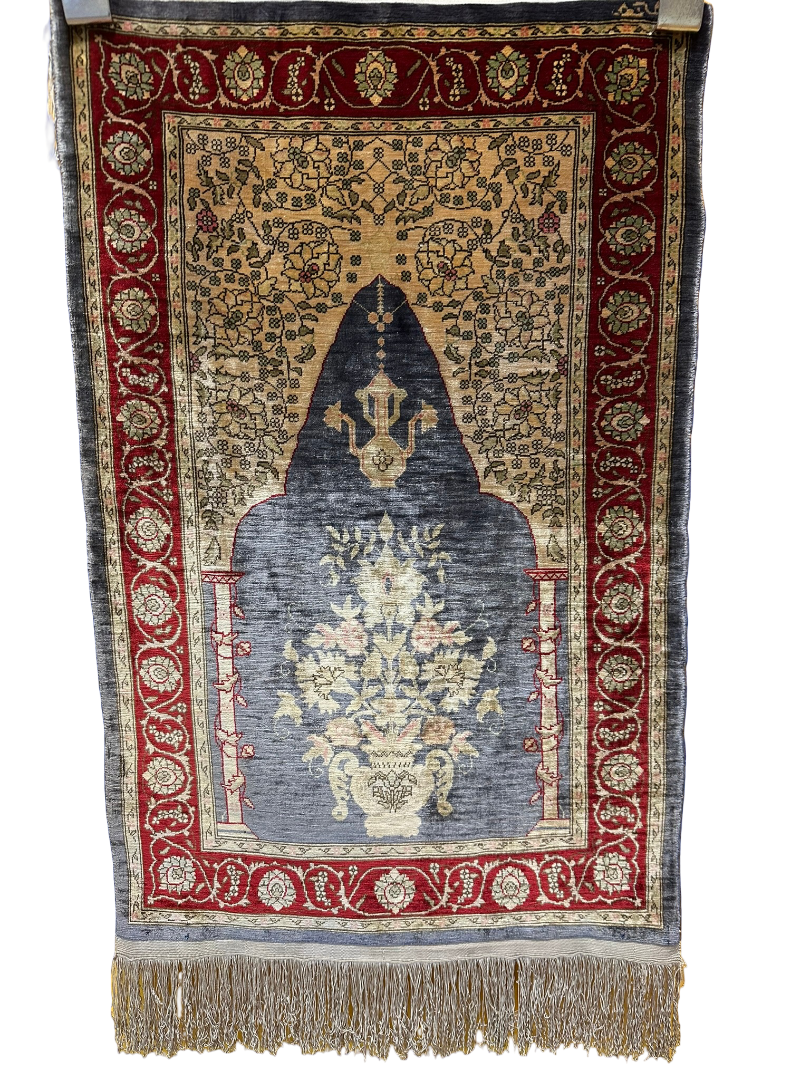 Orientteppich handgeknüpft Hereke Seide 74x45 cm