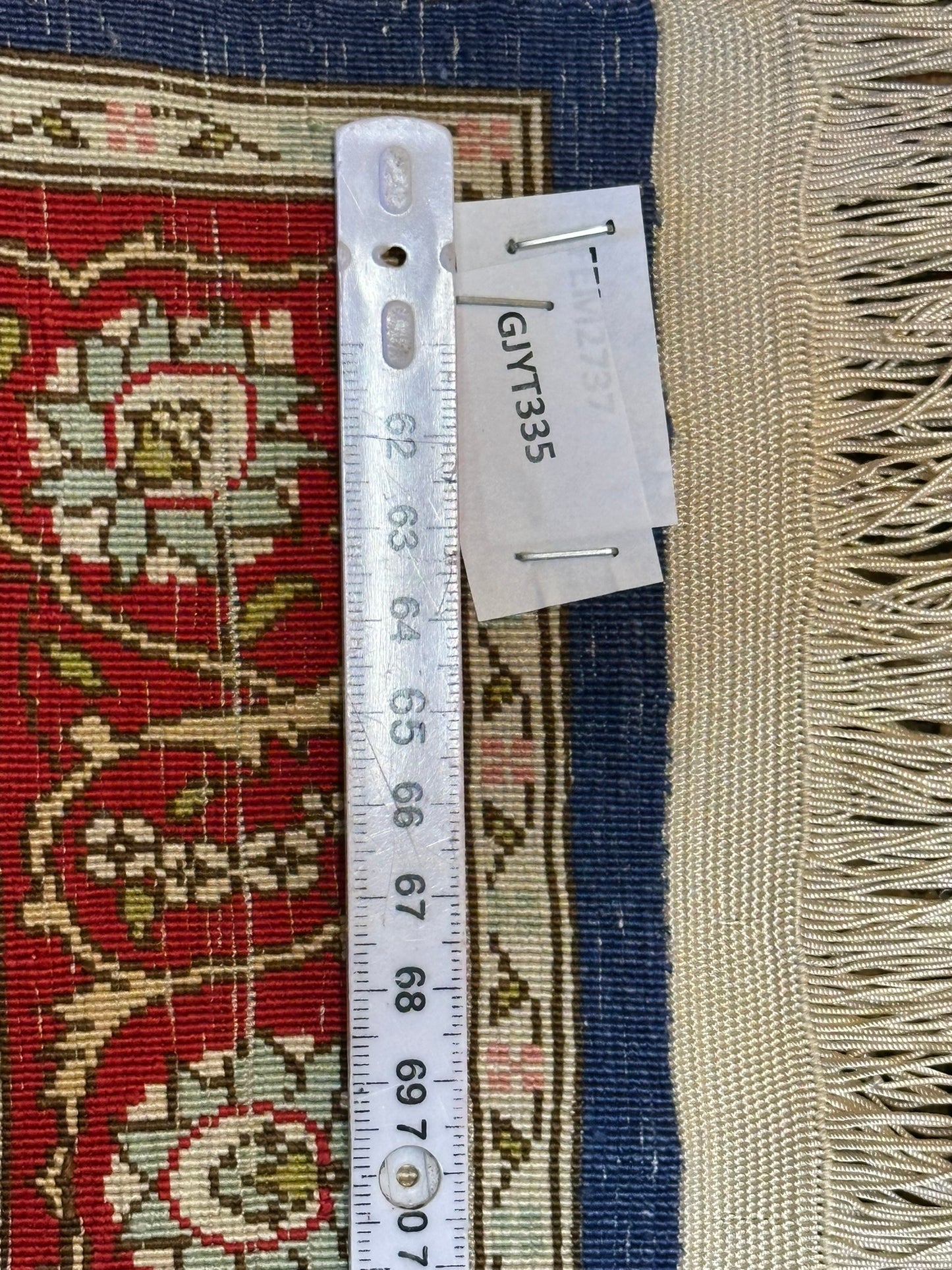 Orientteppich handgeknüpft Hereke Seide 74x45 cm