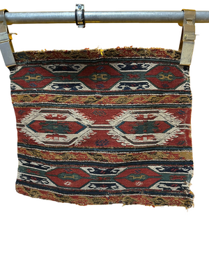 Antik Orientteppich handgeknüpft Sumack Kelim Naturfarben 50x45 cm