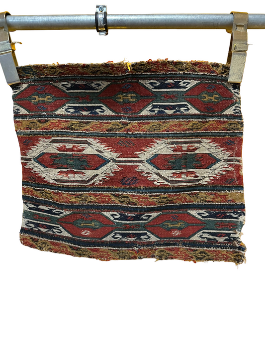 Antik Orientteppich handgeknüpft Sumack Kelim Naturfarben 50x45 cm