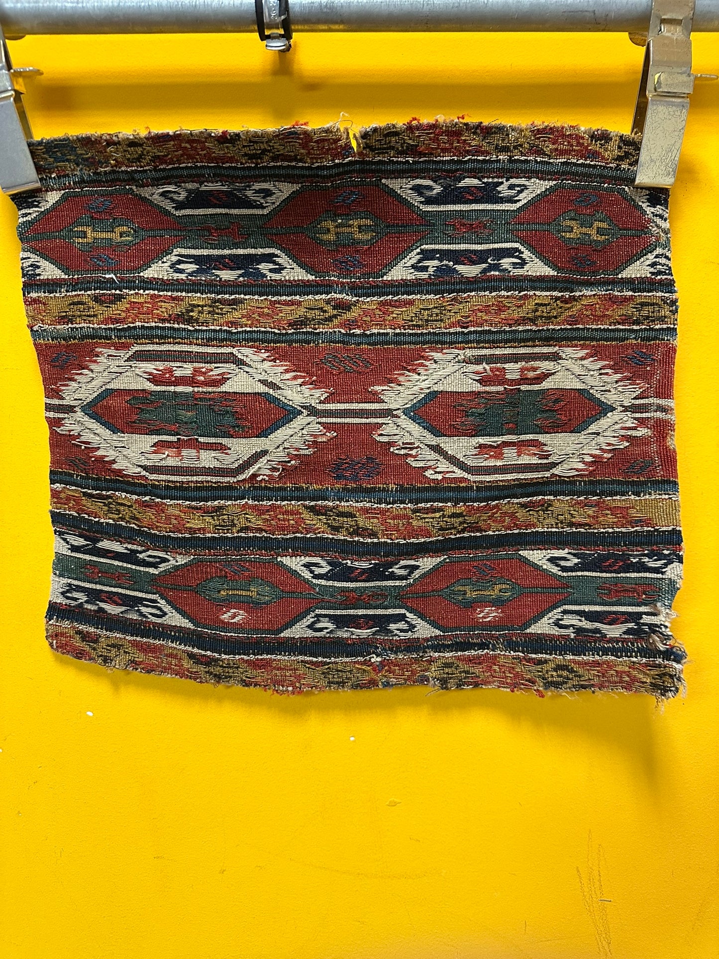 Antik Orientteppich handgeknüpft Sumack Kelim Naturfarben 50x45 cm