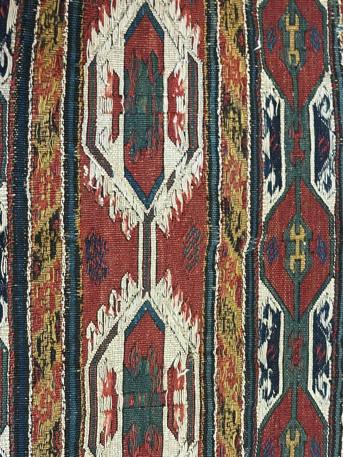 Antik Orientteppich handgeknüpft Sumack Kelim Naturfarben 50x45 cm