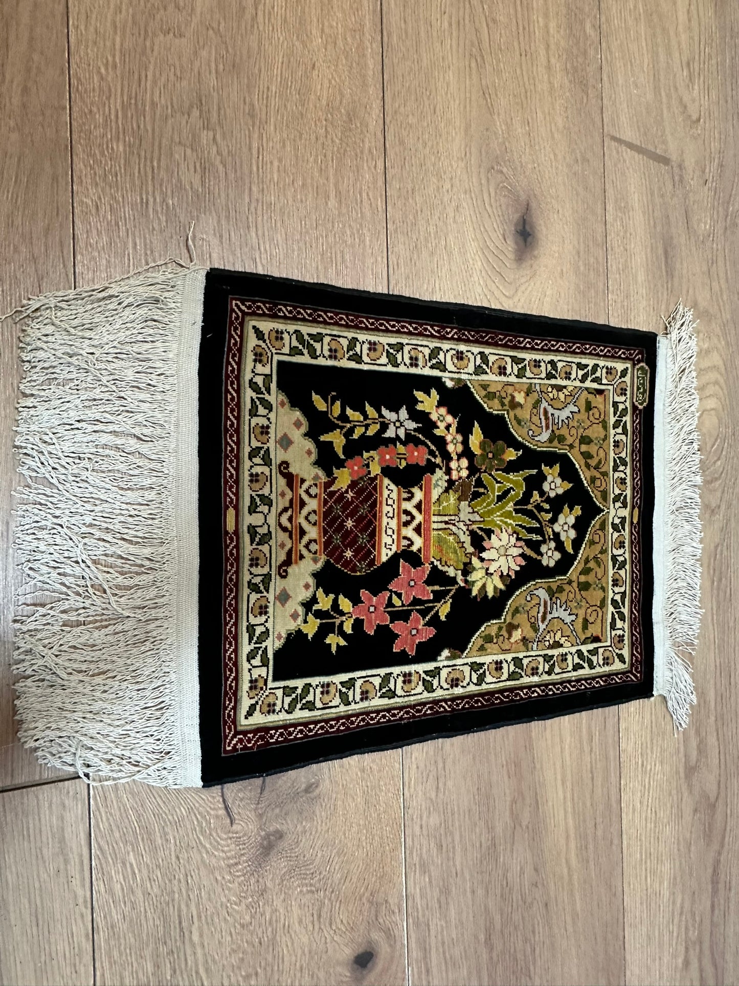 Orientteppich handgeknüpft Hereke Seide Lebensbaum 40x30 cm