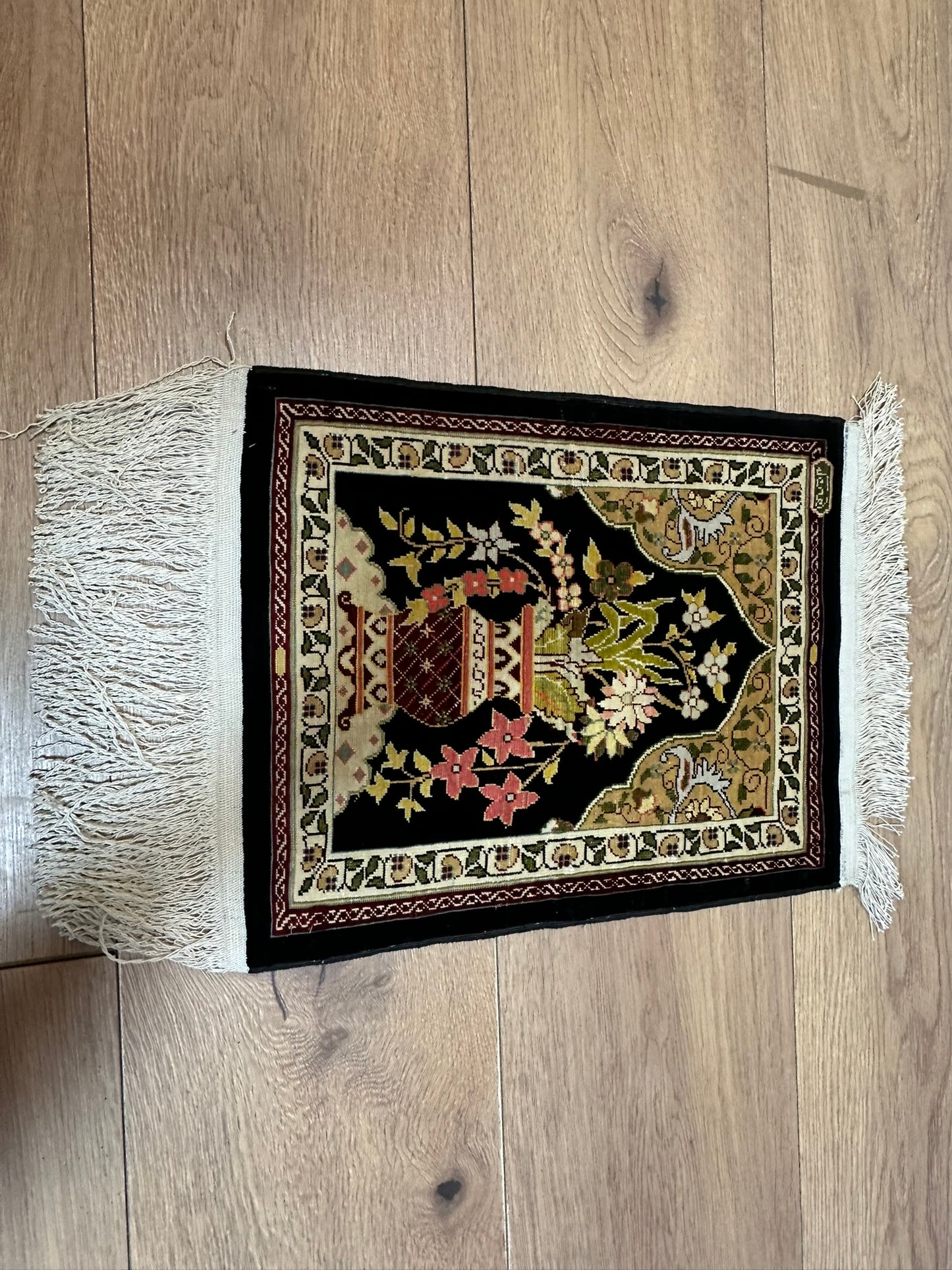 Orientteppich handgeknüpft Hereke Seide Lebensbaum 40x30 cm