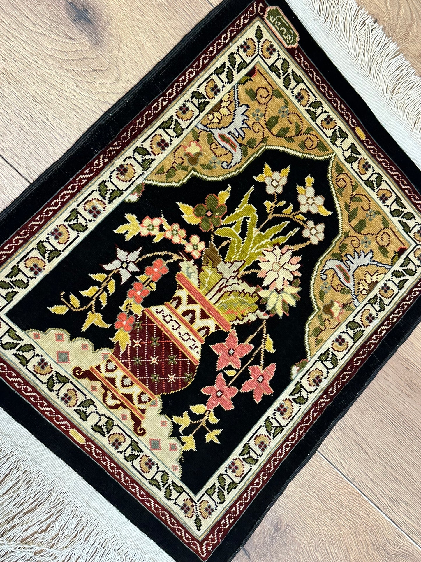 Orientteppich handgeknüpft Hereke Seide Lebensbaum 40x30 cm