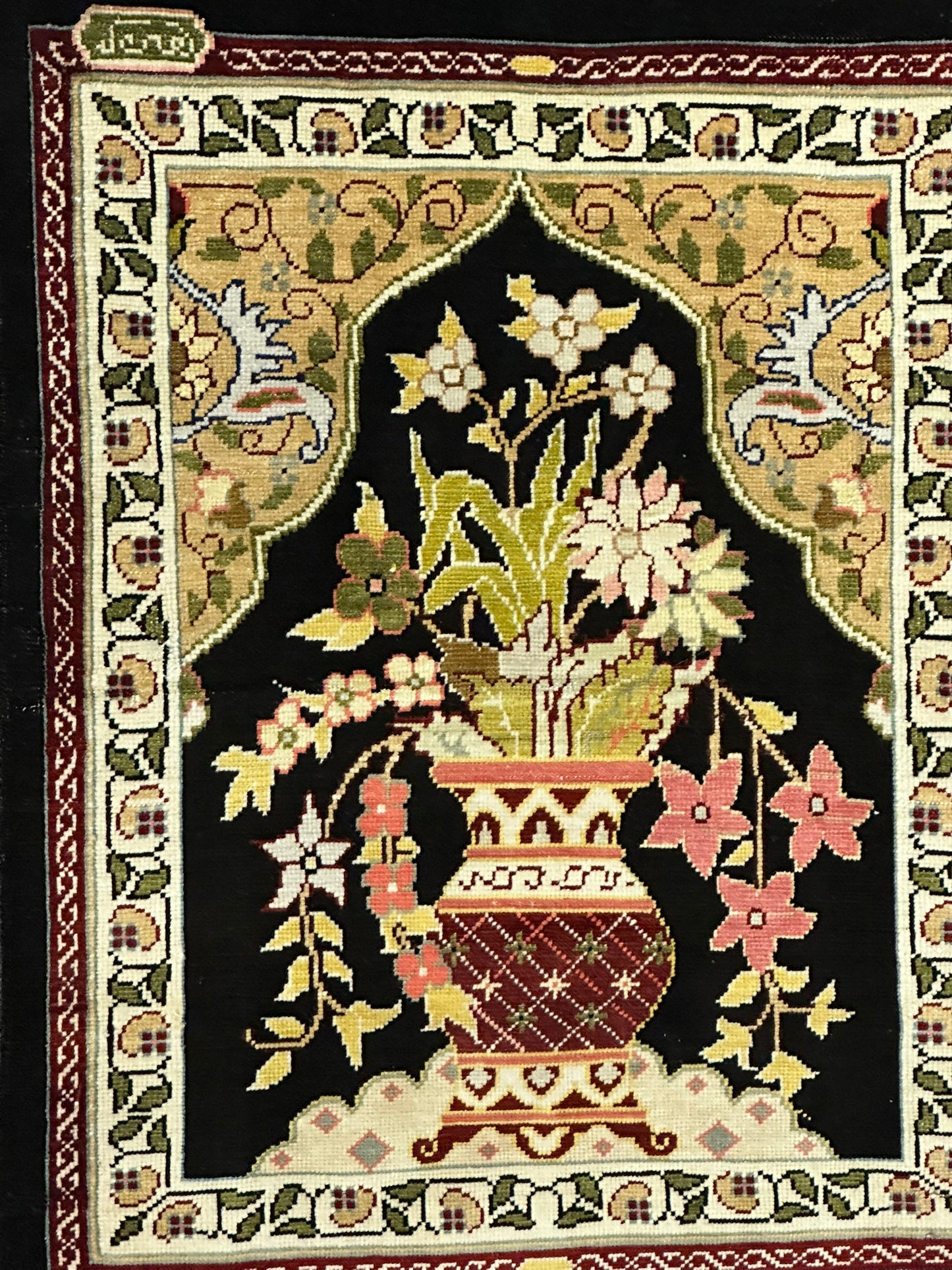 Orientteppich handgeknüpft Hereke Seide Lebensbaum 40x30 cm