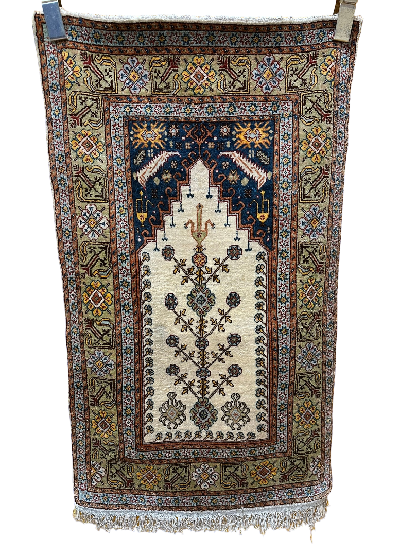 Orientteppich handgeknüpft Hereke Seide Lebensbaum 48x58 cm