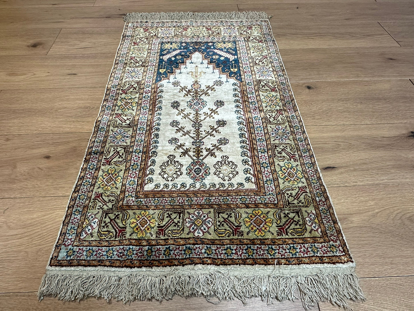 Orientteppich handgeknüpft Hereke Seide Lebensbaum 48x58 cm