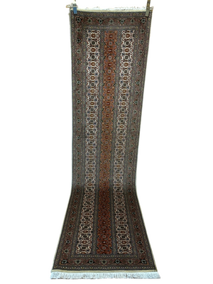 Orientteppich handgeknüpft Läufer Täbriz Mahi mit Seide 300x80 cm