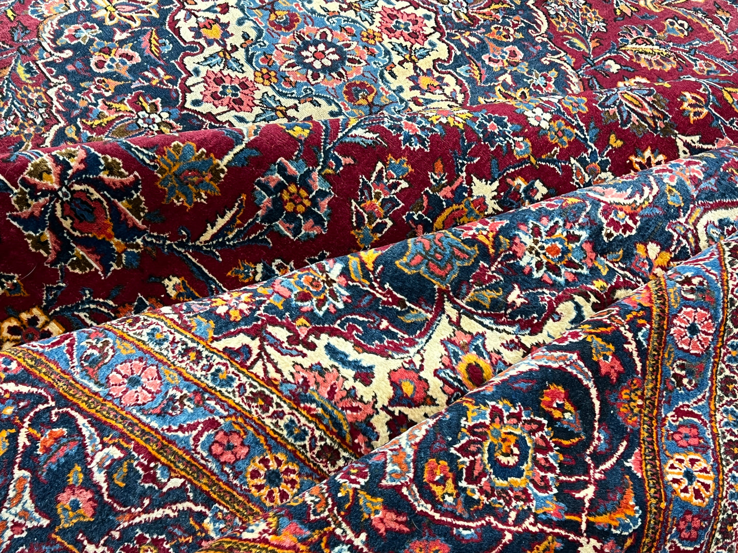 Antiker Perserteppich Keschan – Handgeknüpft aus Korkwolle naturfarben 360x280cm