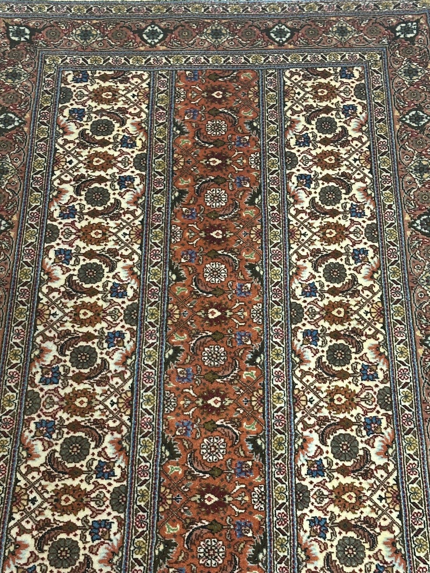 Orientteppich handgeknüpft Läufer Täbriz Mahi mit Seide 300x80 cm