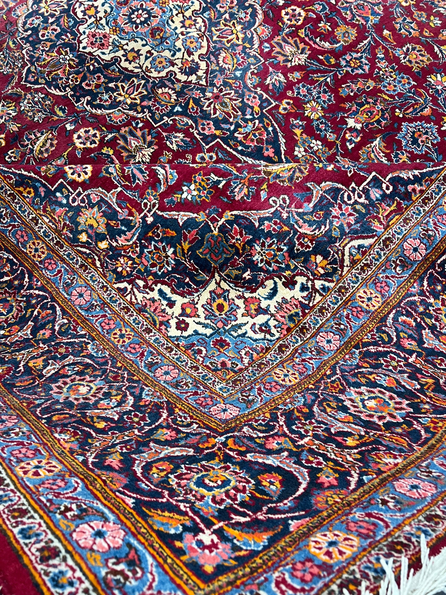Antiker Perserteppich Keschan – Handgeknüpft aus Korkwolle naturfarben 360x280cm