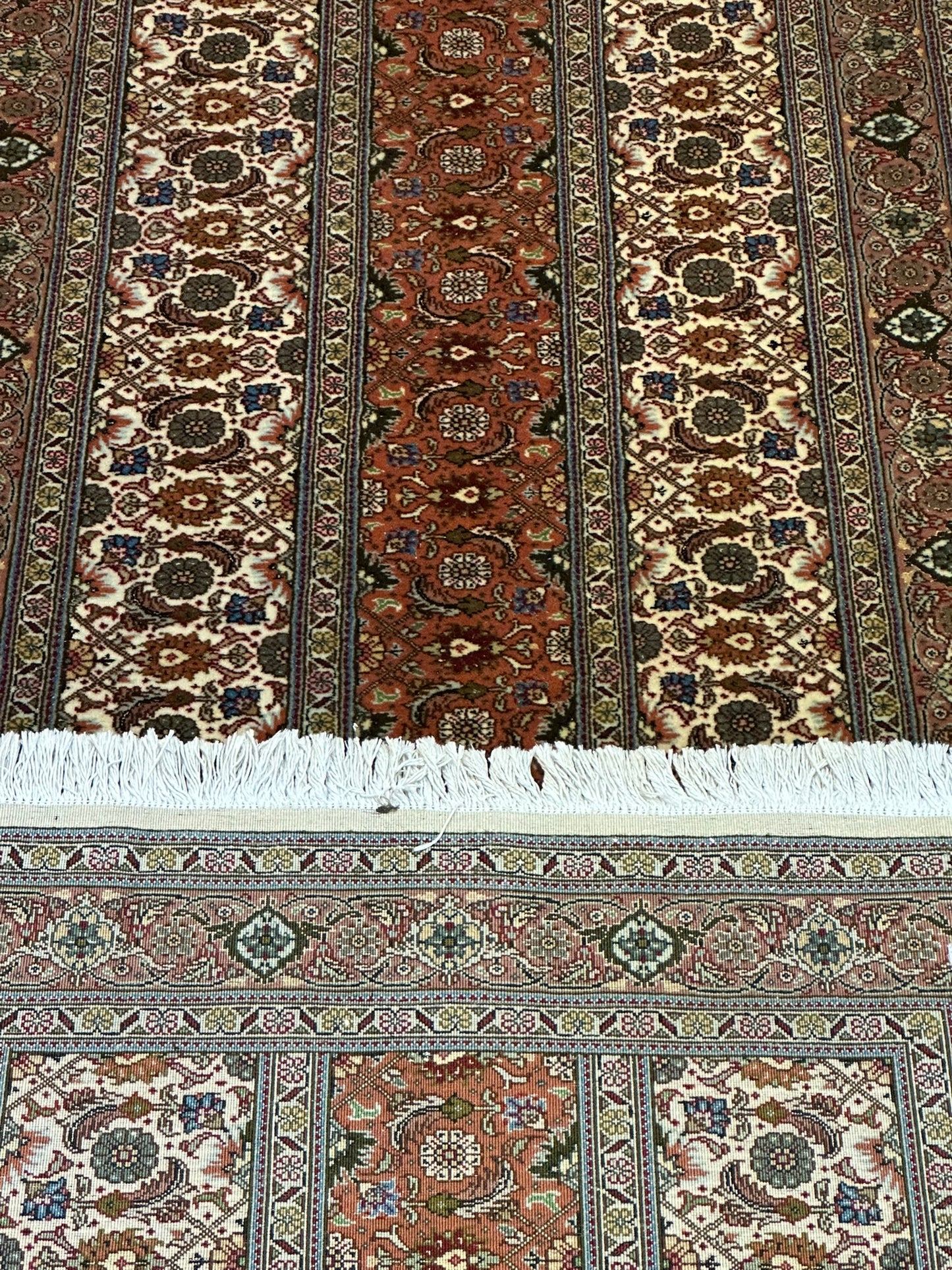 Orientteppich handgeknüpft Läufer Täbriz Mahi mit Seide 300x80 cm