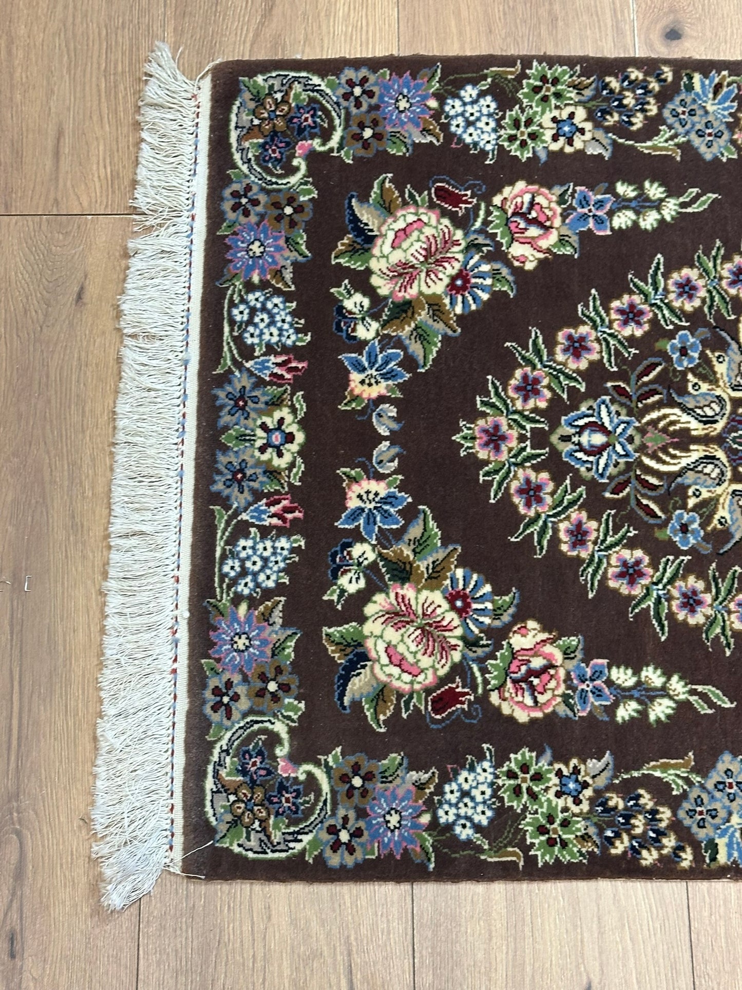 Orientteppich handgeknüpft Isfahan 87x65 cm Korkwolle Seide