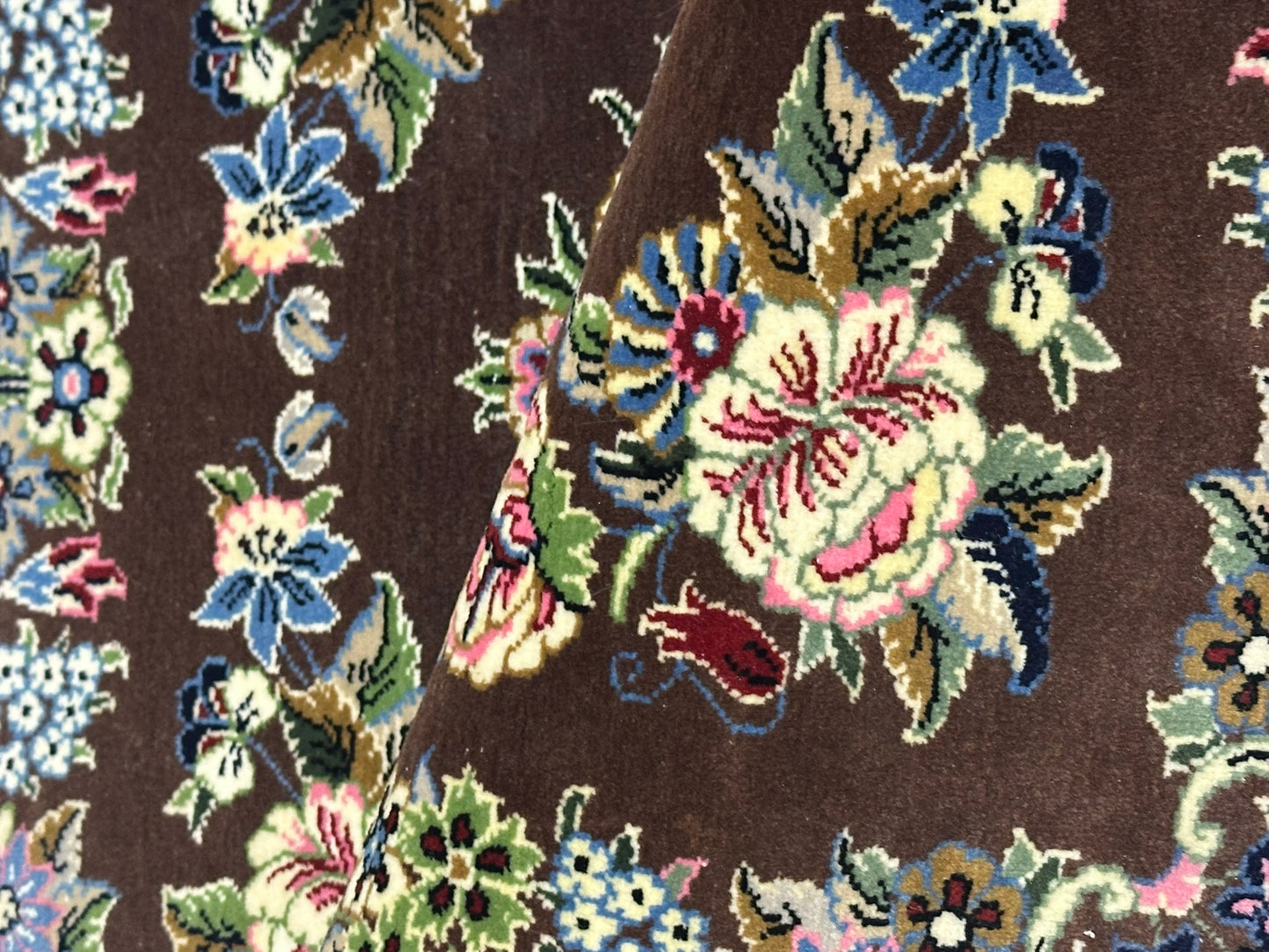 Orientteppich handgeknüpft Isfahan 87x65 cm Korkwolle Seide