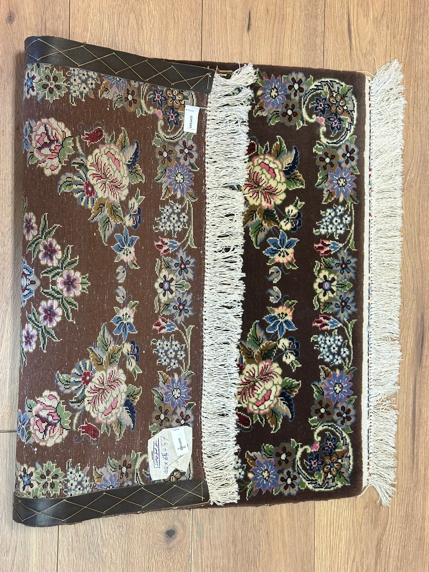 Orientteppich handgeknüpft Isfahan 87x65 cm Korkwolle Seide