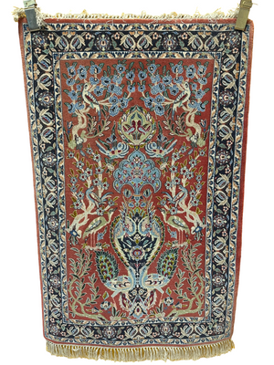 Orientteppich handgeknüpft Isfahan 107x70 cm Korkwolle Seide