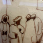 Original Zeichnung Skizze Arbeit auf Papier Berbische Wüstenregion 34x31cm