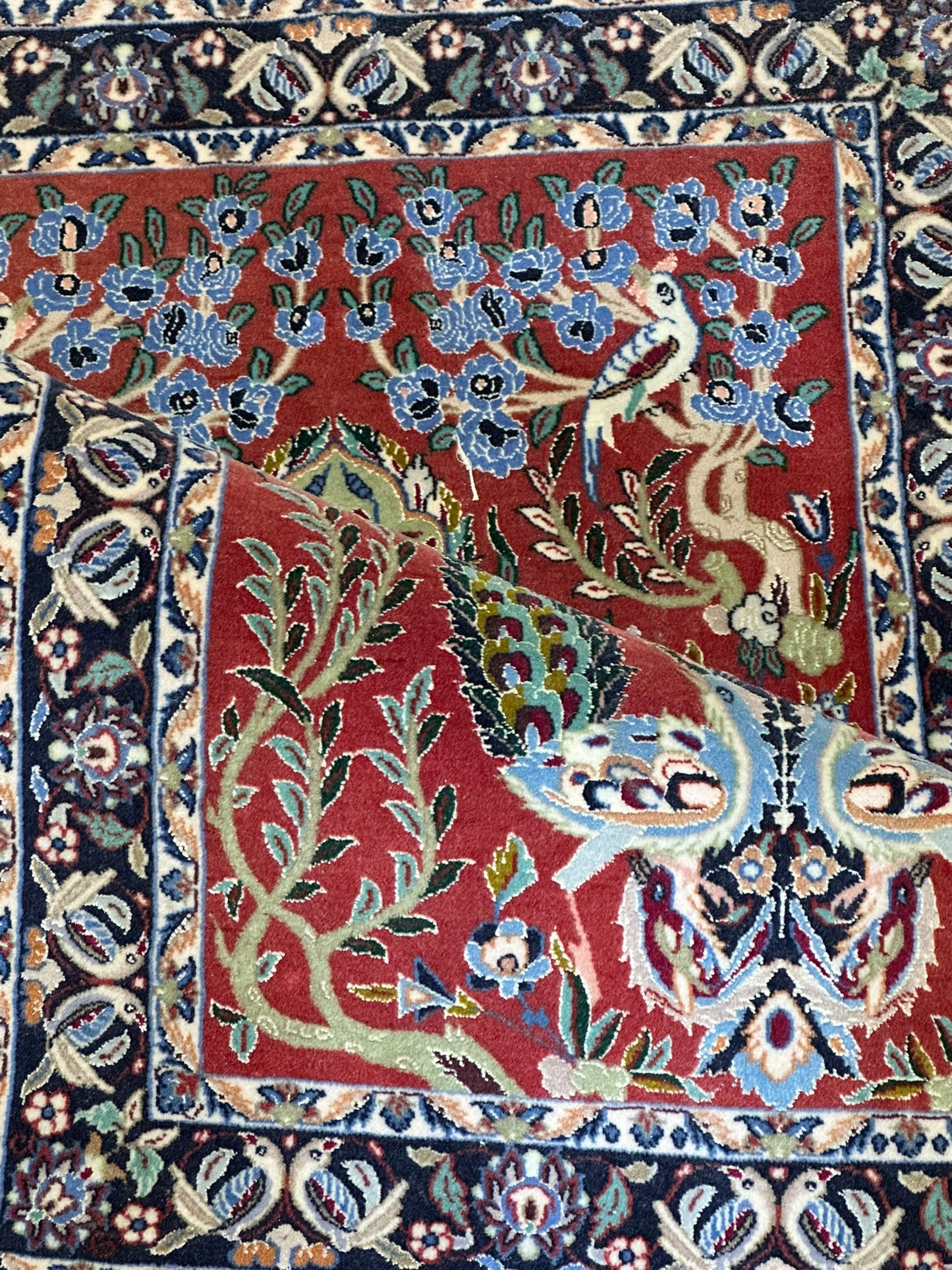 Orientteppich handgeknüpft Isfahan 107x70 cm Korkwolle Seide