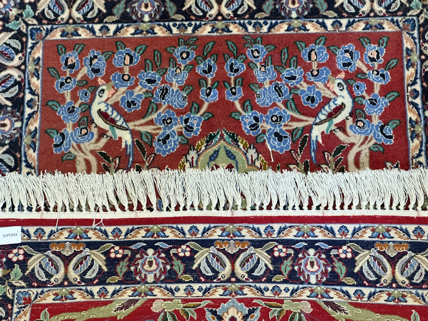 Orientteppich handgeknüpft Isfahan 107x70 cm Korkwolle Seide