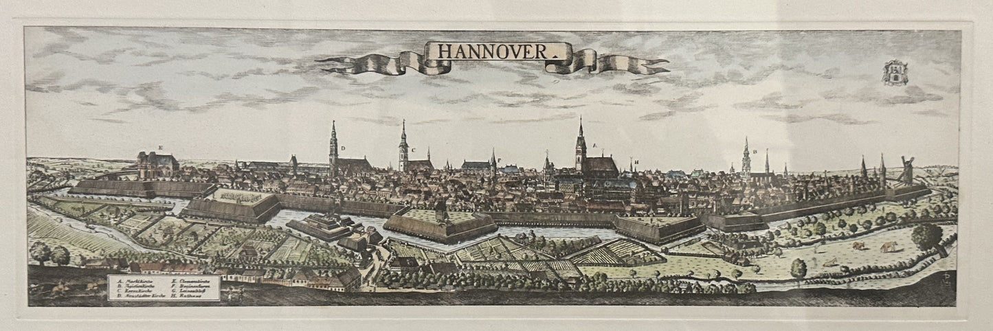 Friedrich Bernhard Werner (1690-1776) Kupferstich Stadtansicht Hannover