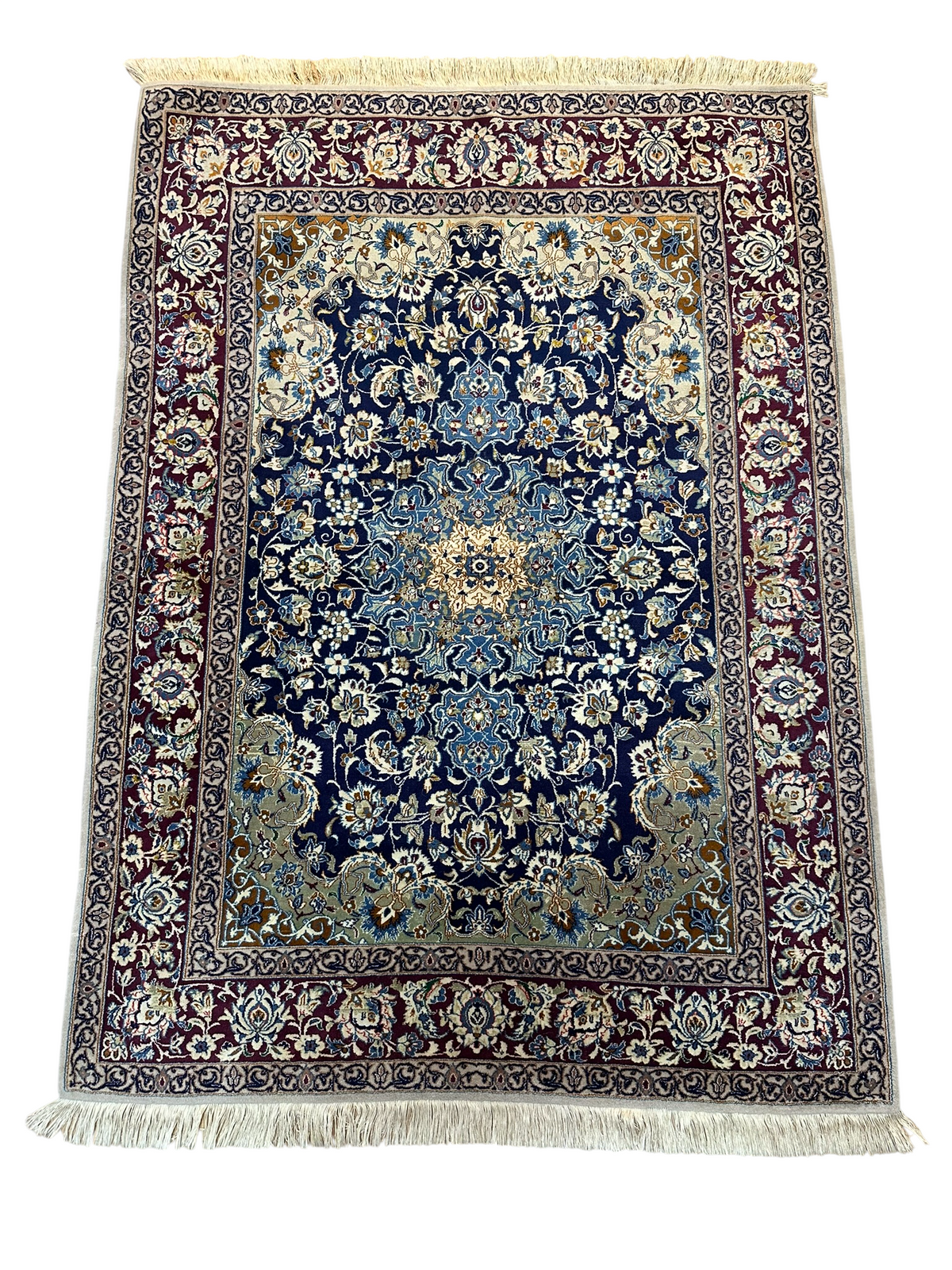 Orientteppich handgeknüpft Nain mit Seide 145x103 cm