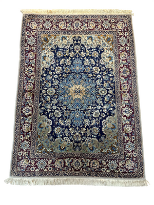 Orientteppich handgeknüpft Nain mit Seide 145x103 cm