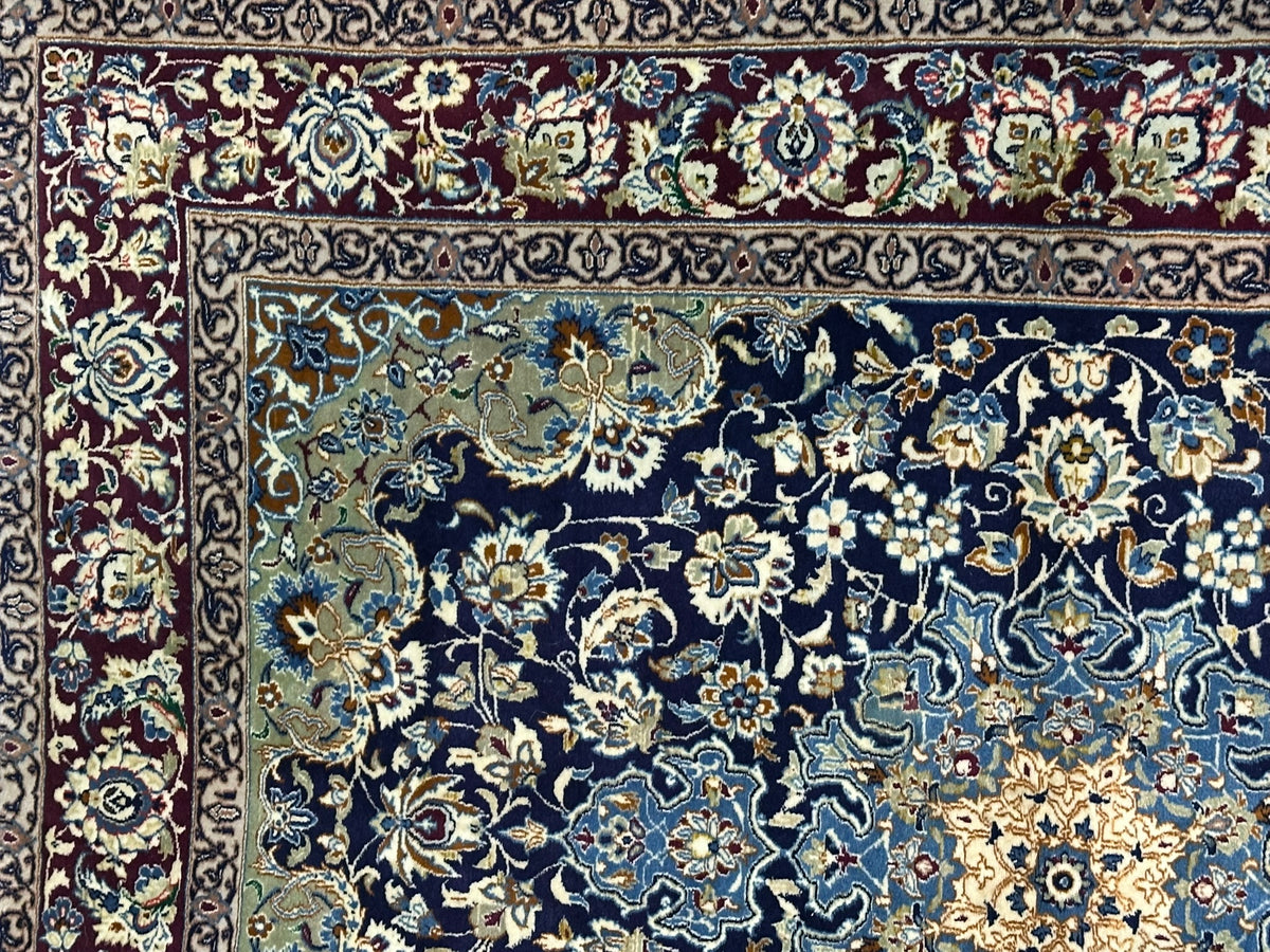 Orientteppich handgeknüpft Nain mit Seide 145x103 cm