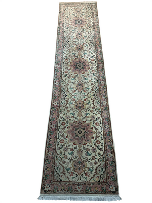 Orientteppich handgeknüpft Täbriz Läufer 300x70 cm