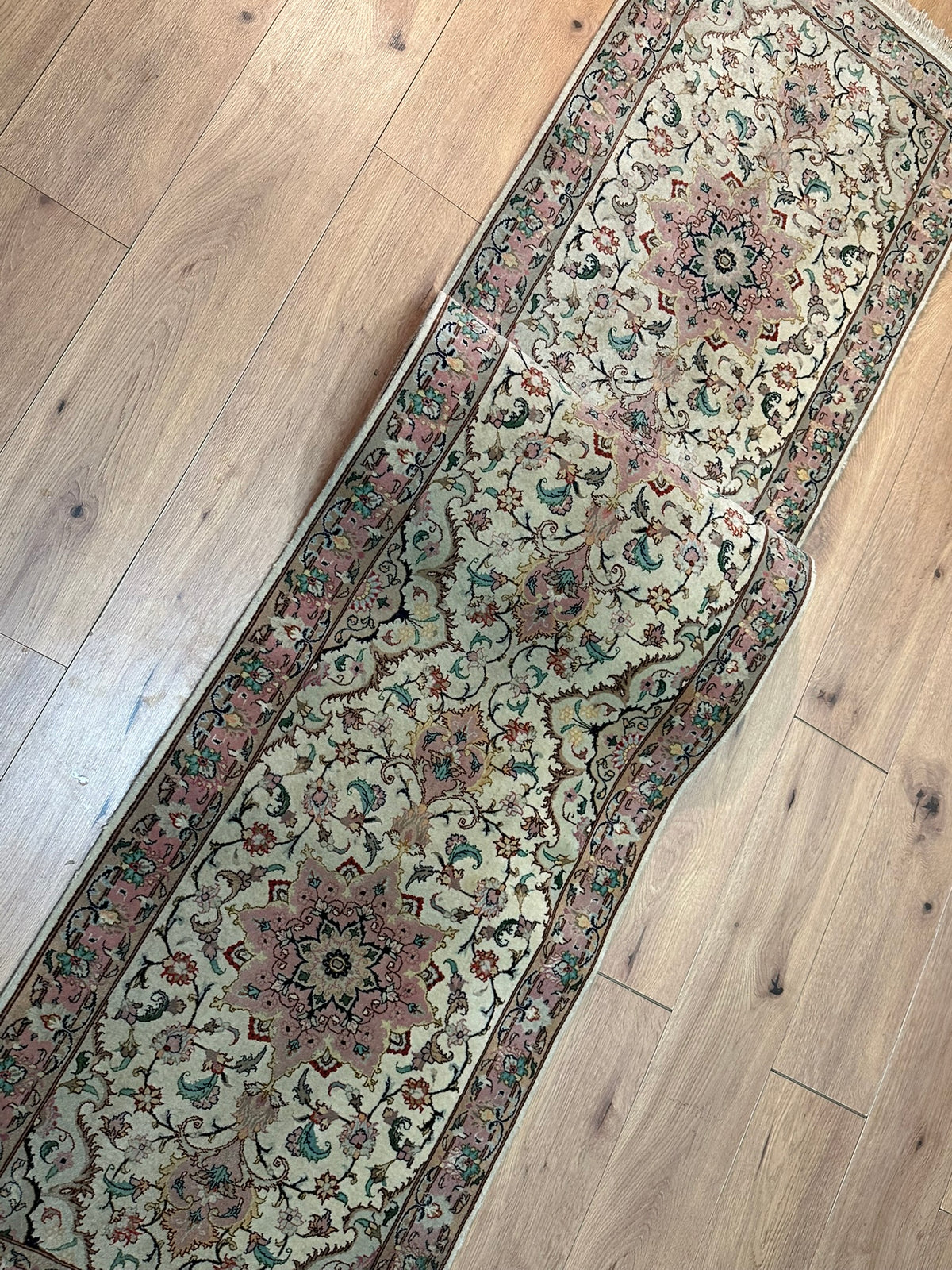 Orientteppich handgeknüpft Täbriz Läufer 300x70 cm