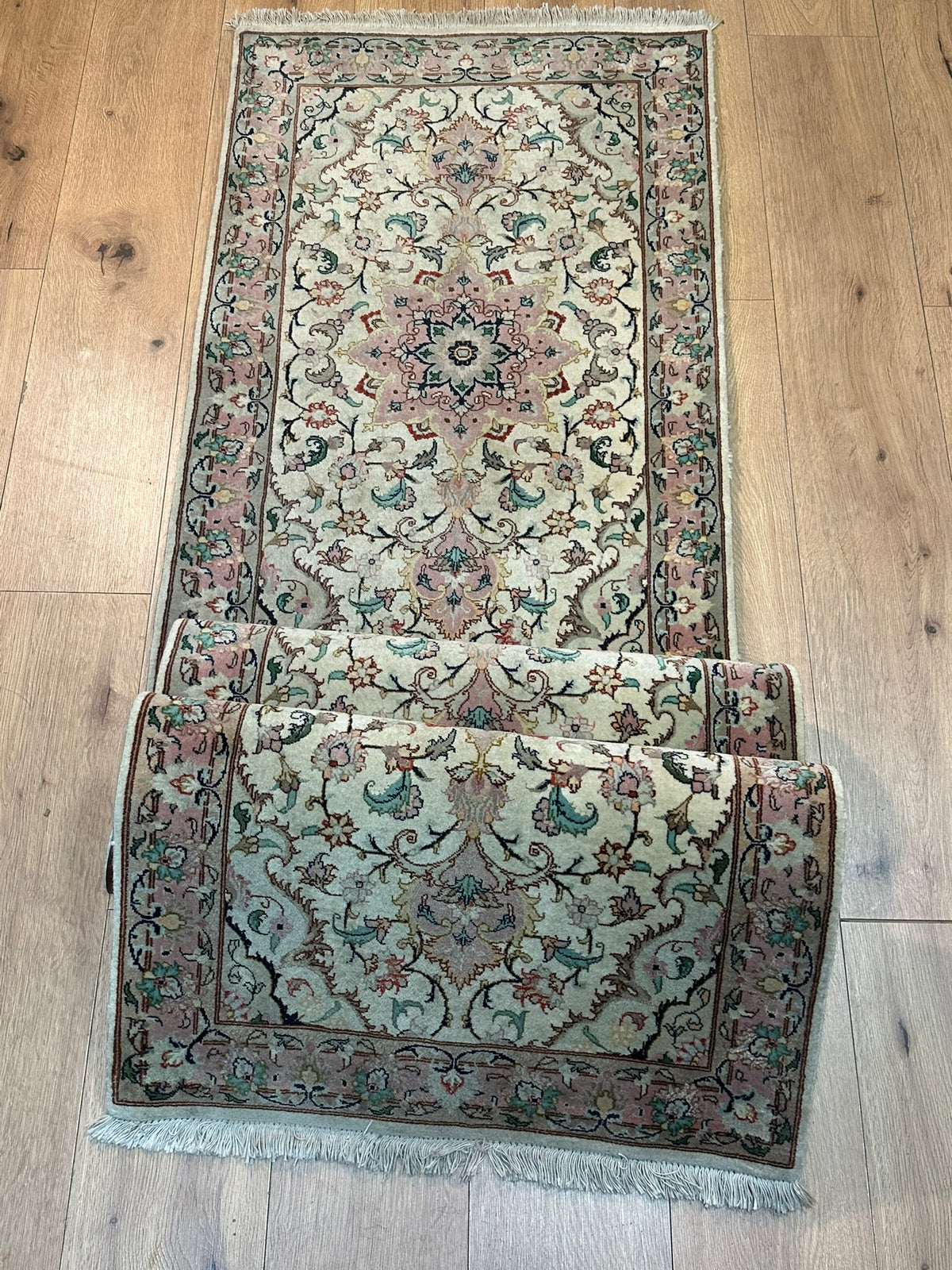Orientteppich handgeknüpft Täbriz Läufer 300x70 cm
