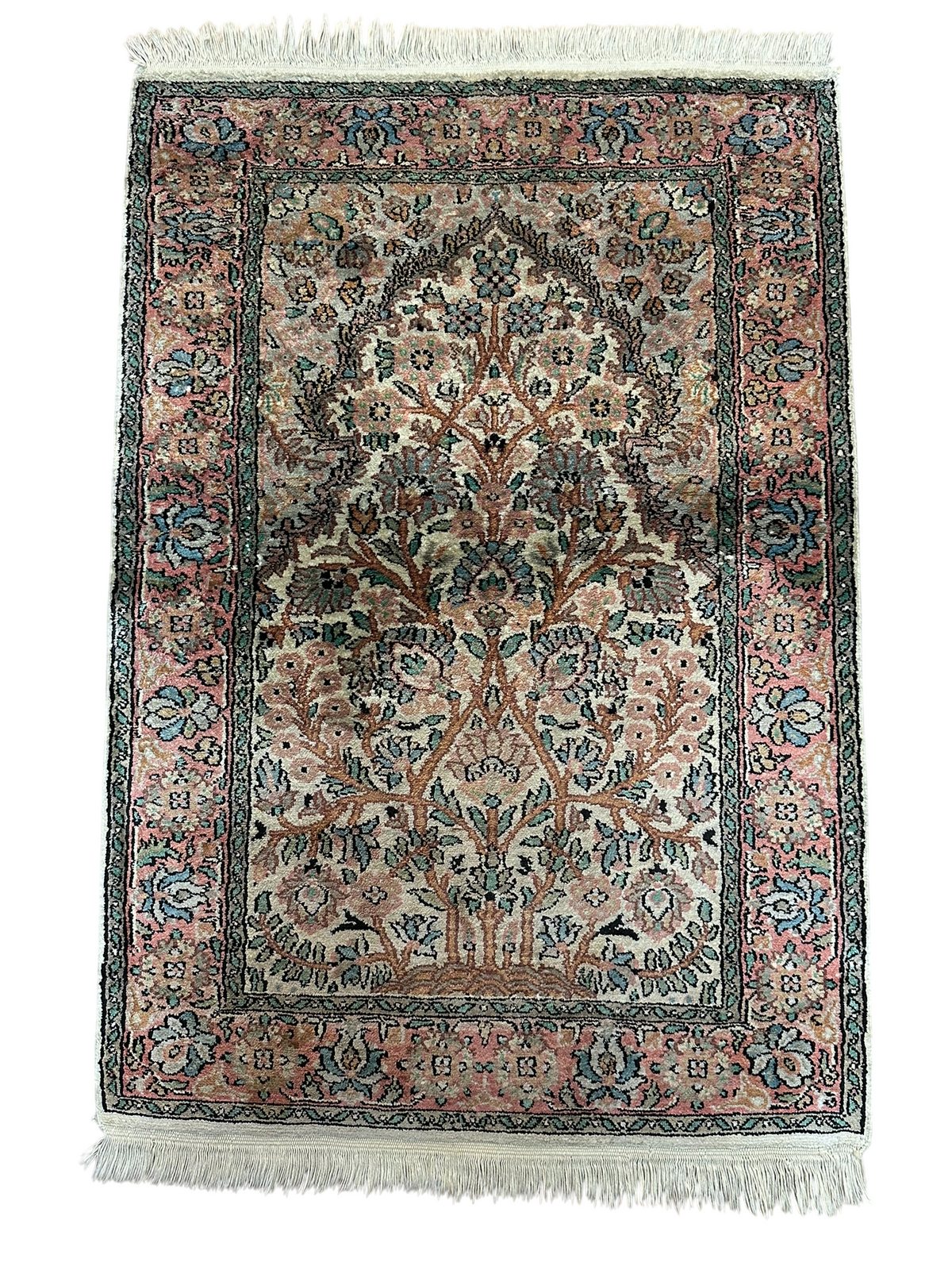 Orientteppich handgeknüpft Kaschmir Seide 95x65 cm