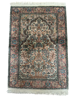Orientteppich handgeknüpft Kaschmir Seide 95x65 cm