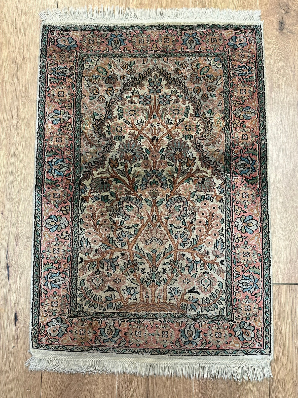 Orientteppich handgeknüpft Kaschmir Seide 95x65 cm