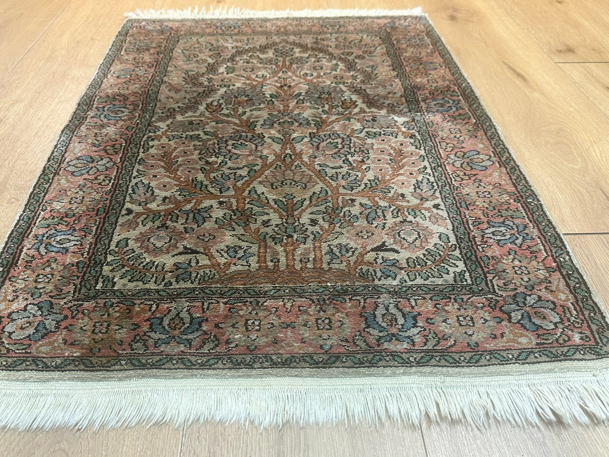 Orientteppich handgeknüpft Kaschmir Seide 95x65 cm