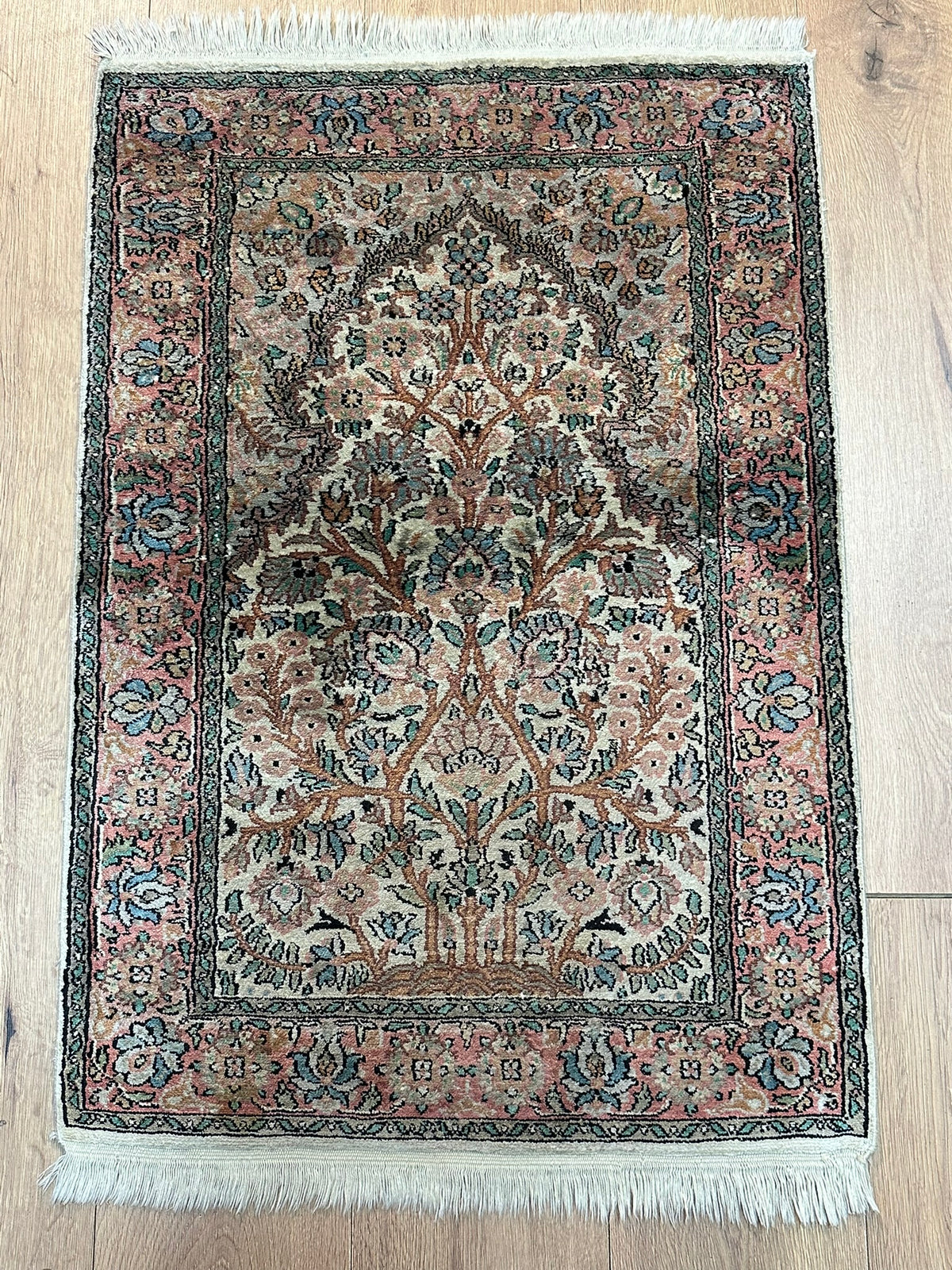 Orientteppich handgeknüpft Kaschmir Seide 95x65 cm