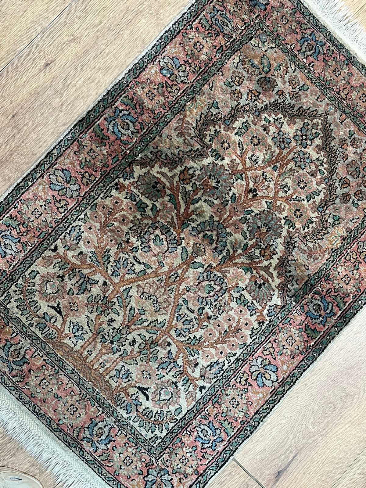 Orientteppich handgeknüpft Kaschmir Seide 95x65 cm