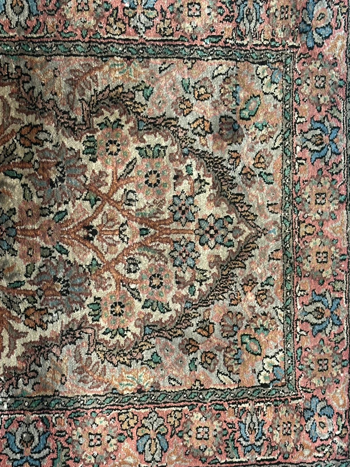 Orientteppich handgeknüpft Kaschmir Seide 95x65 cm
