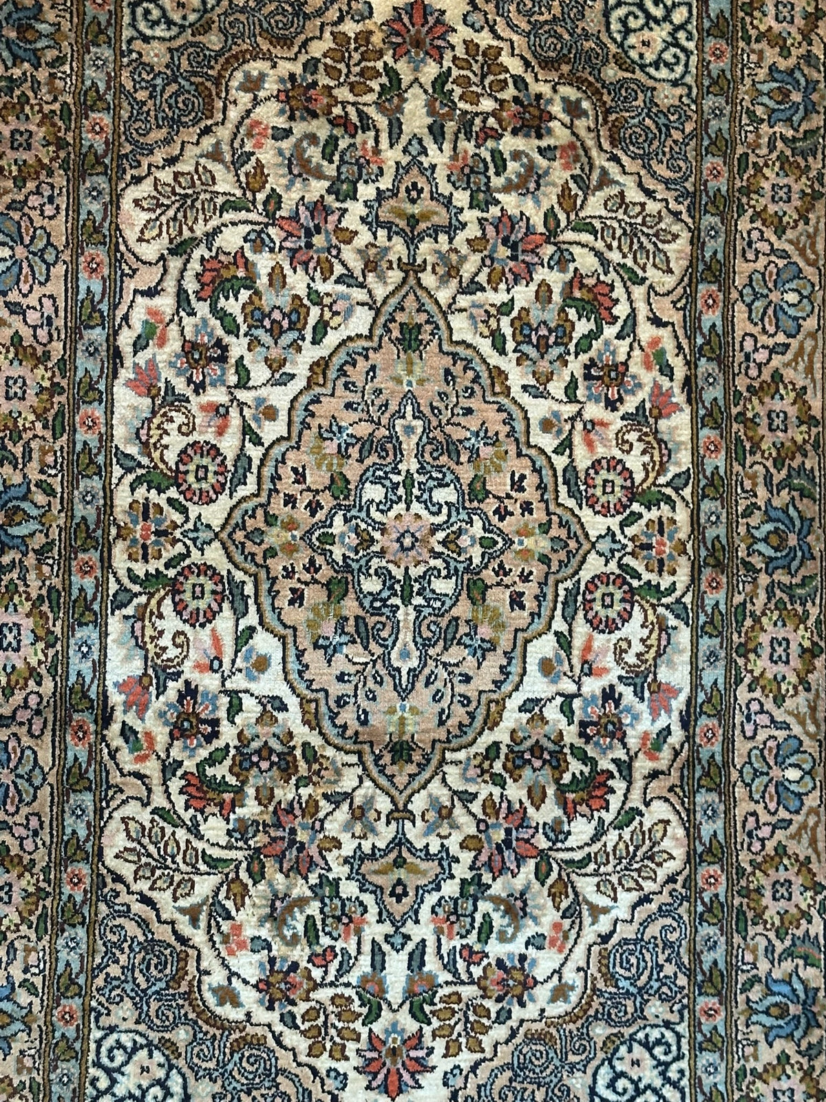 Orientteppich handgeknüpft Kaschmir Seide 97x60 cm