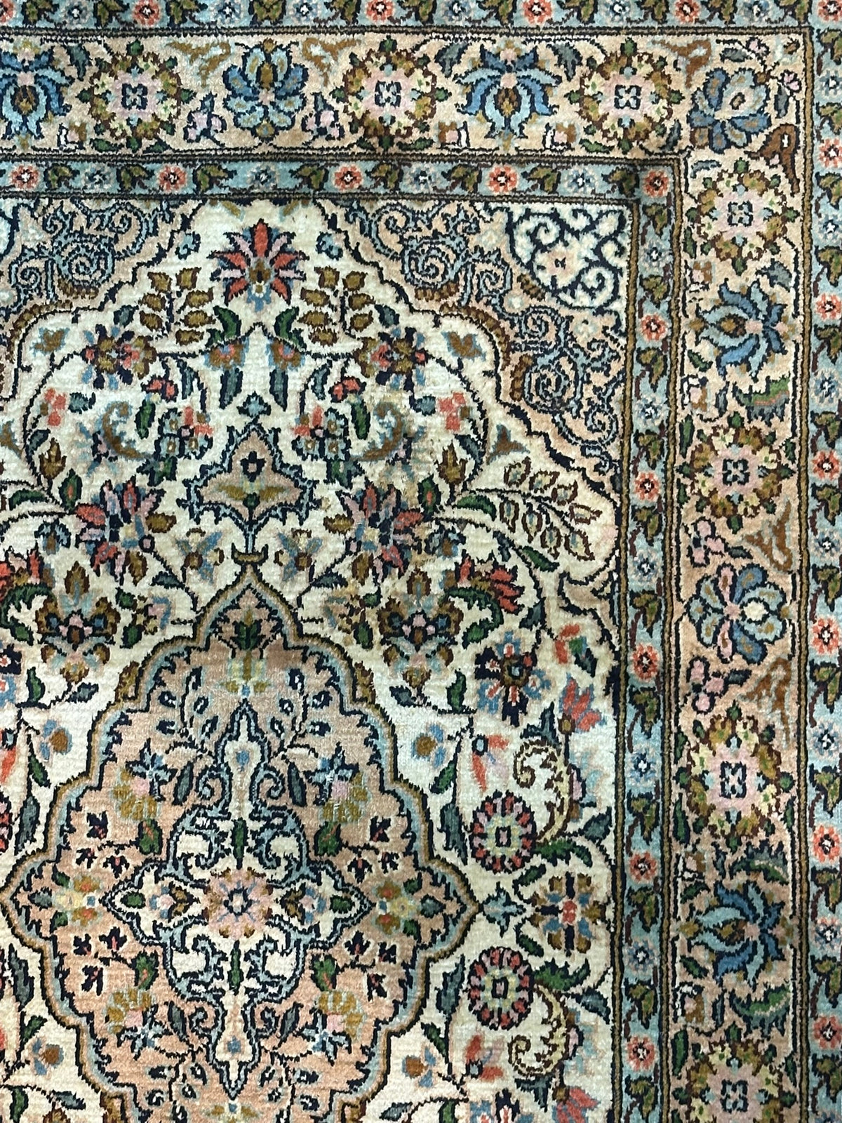 Orientteppich handgeknüpft Kaschmir Seide 97x60 cm