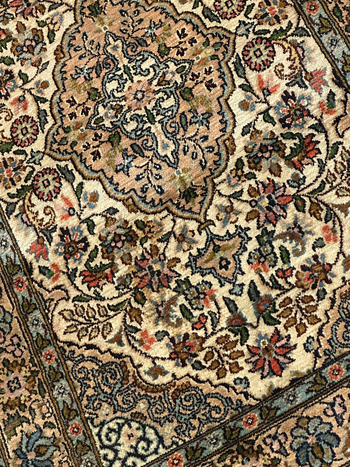 Orientteppich handgeknüpft Kaschmir Seide 97x60 cm