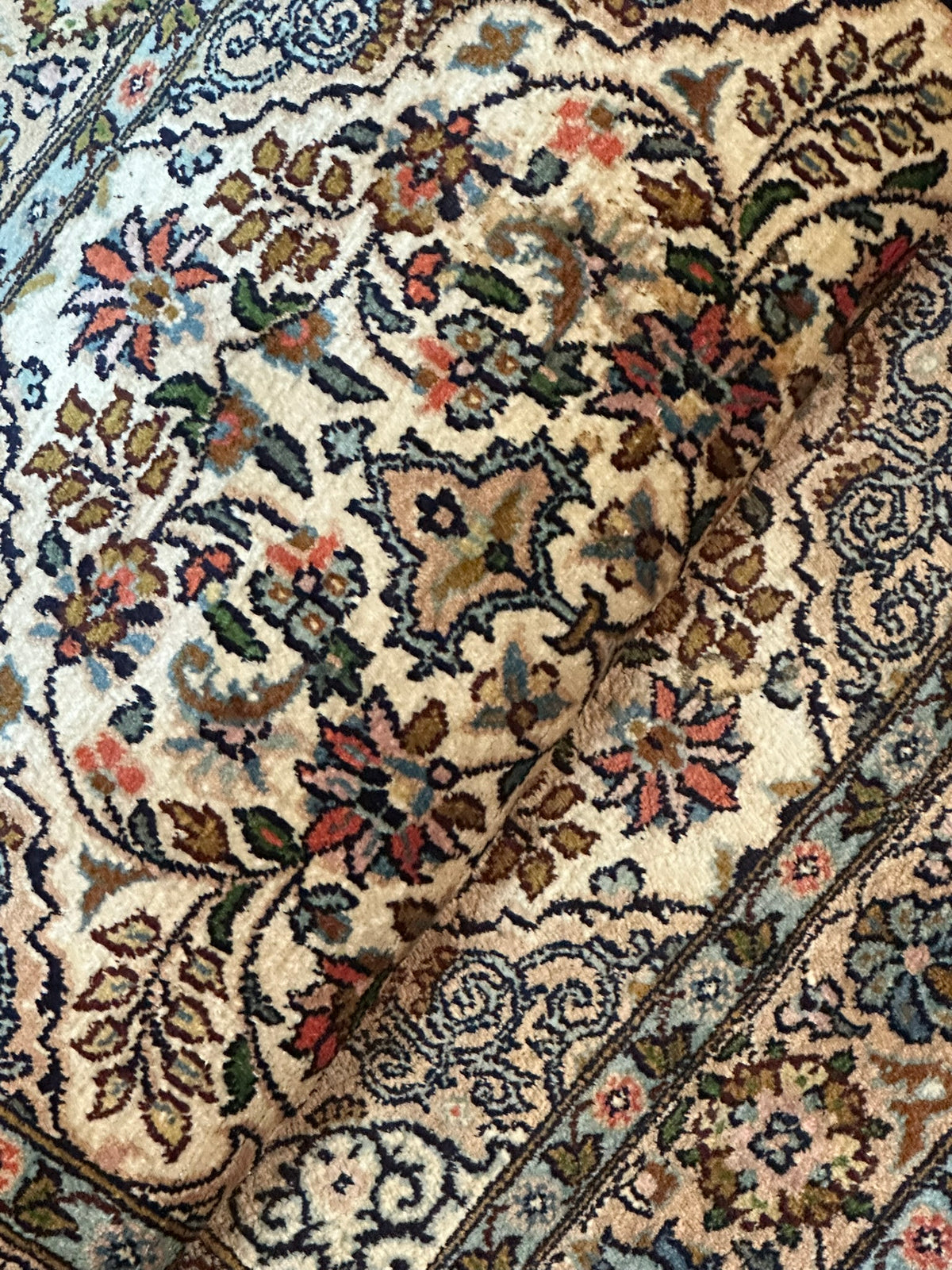 Orientteppich handgeknüpft Kaschmir Seide 97x60 cm