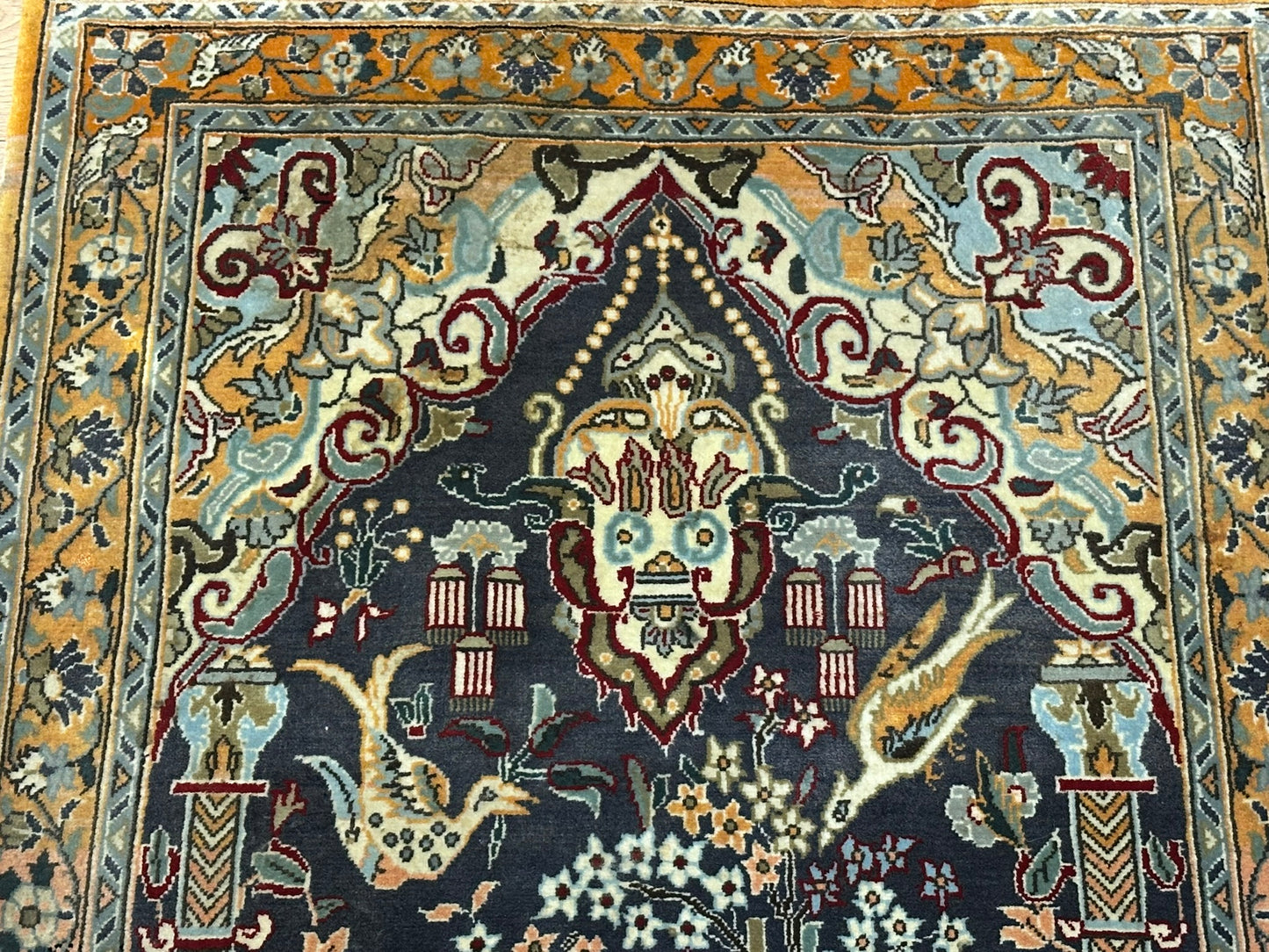 Orientteppich handgeknüpft Ghom Lebensbaum mit Seide 130x85 cm