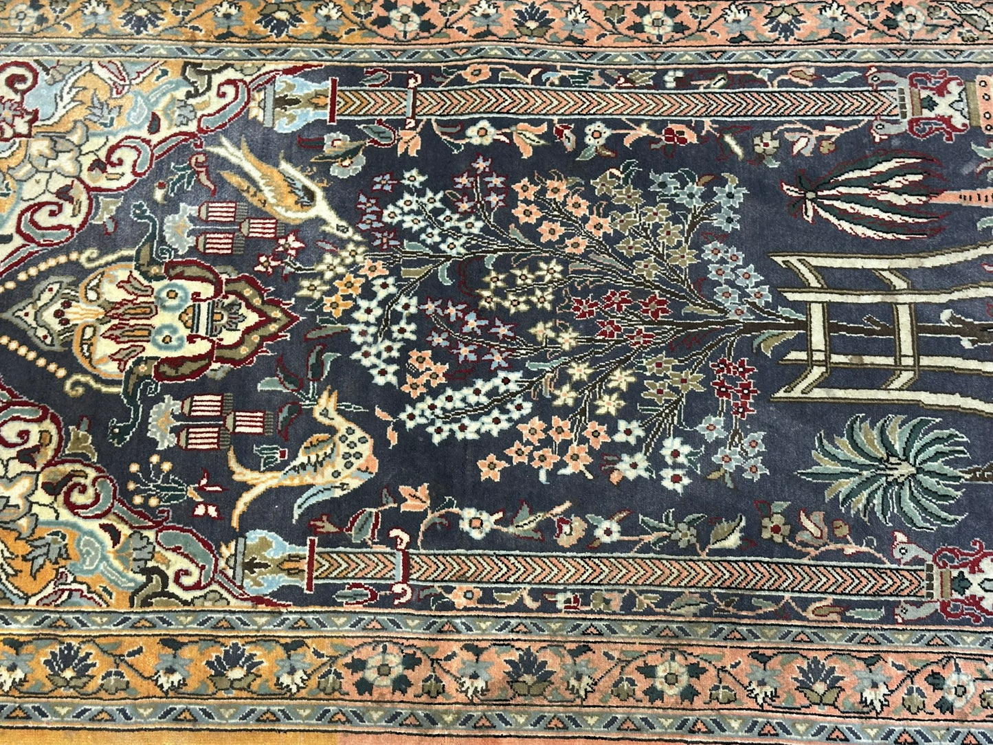 Orientteppich handgeknüpft Ghom Lebensbaum mit Seide 130x85 cm