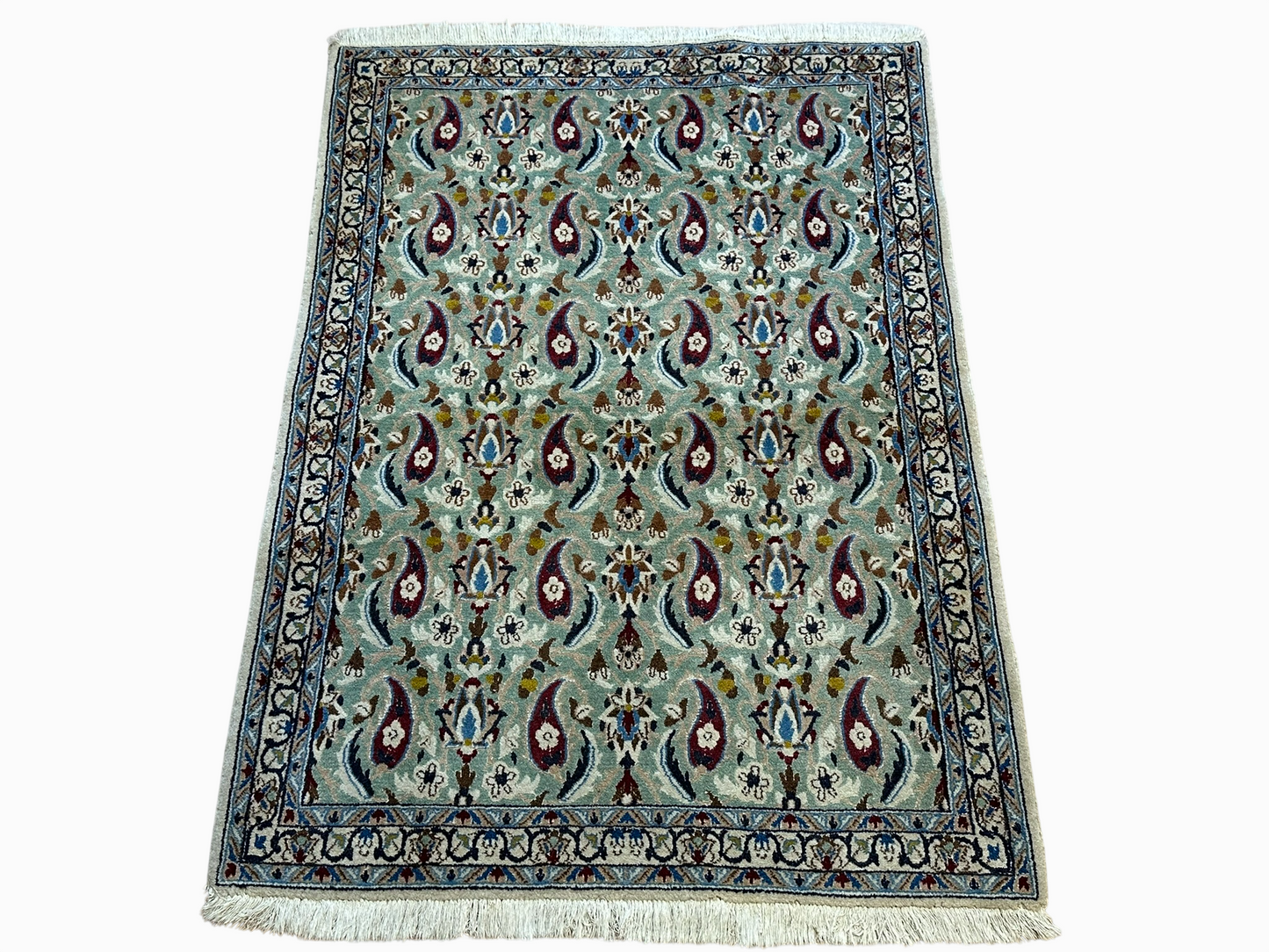 Orientteppich handgeknüpft Nain mit Seide 125x90 cm