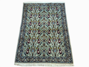 Orientteppich handgeknüpft Nain mit Seide 125x90 cm