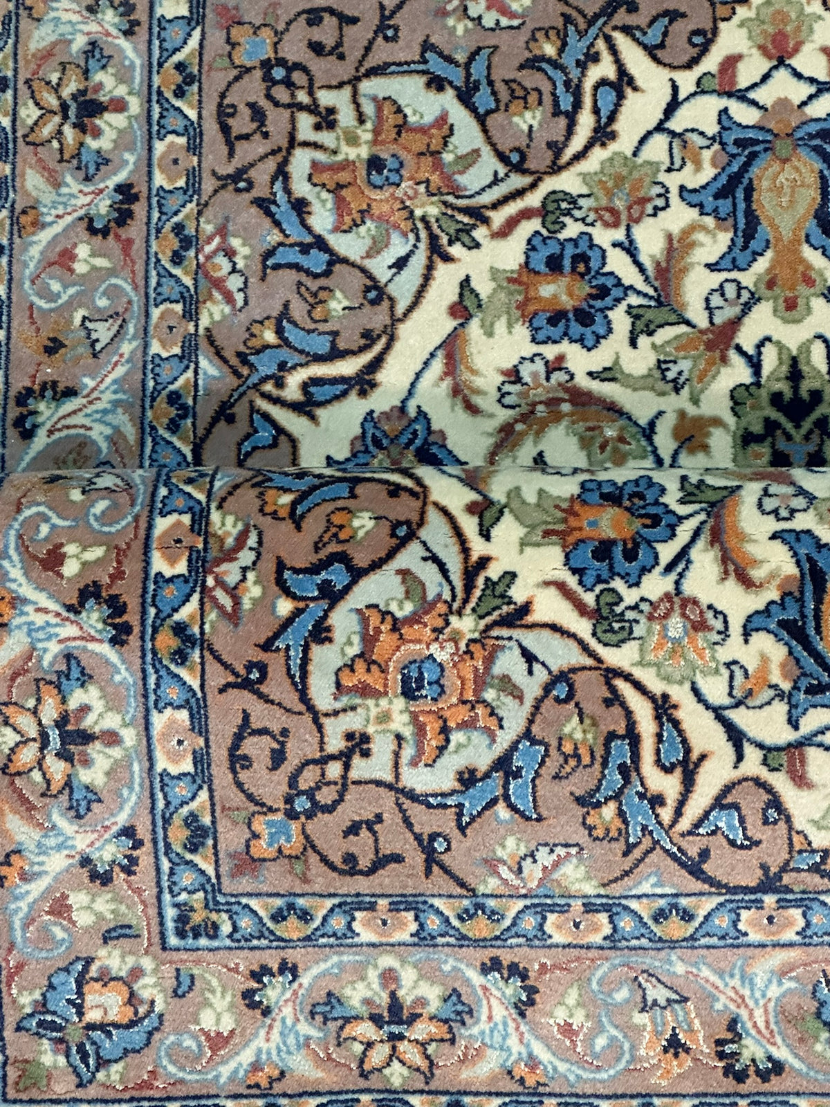 Orientteppich handgeknüpft Nain mit Seide 100x70 cm