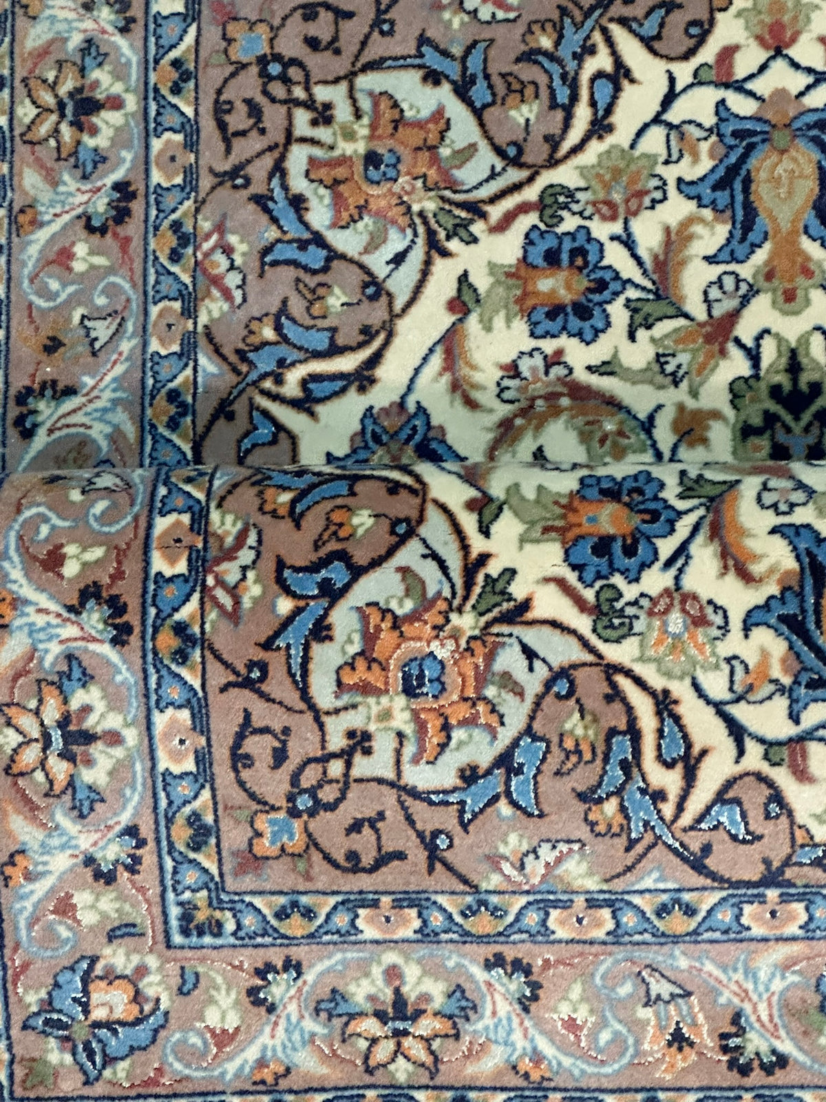 Orientteppich handgeknüpft Nain mit Seide 100x70 cm
