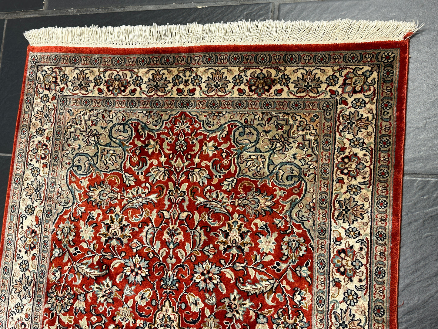 Handgeknüpfter Orientteppich Kaschmir Ghom Seidenteppich - 120x80 cm