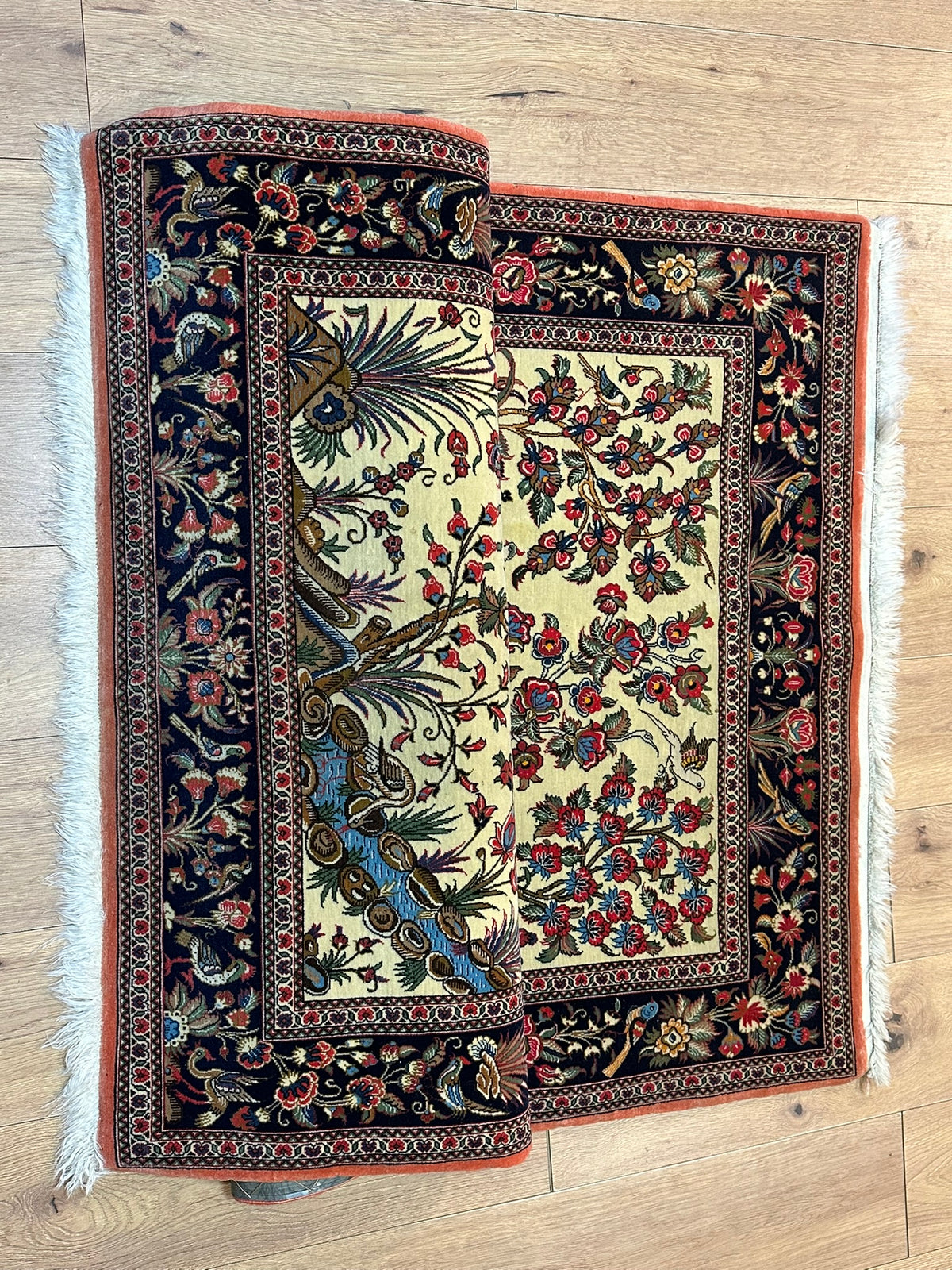 Orientteppich handgeknüpft Ghom Motiv 170x110 cm